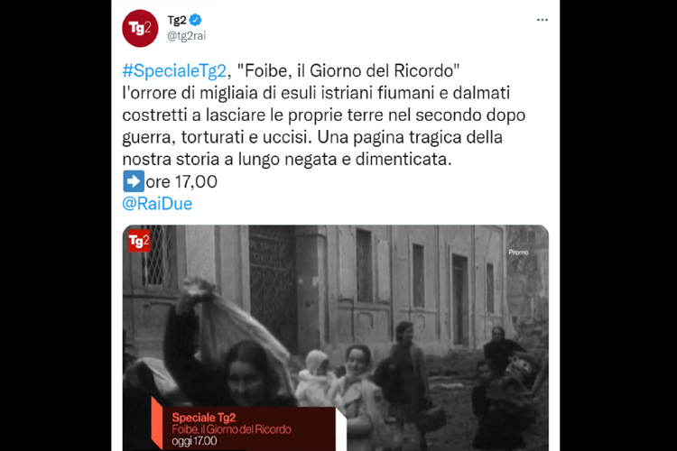 Foibe, oltraggiato post del Tg2 sullo speciale: direttore Sangiuliano querela